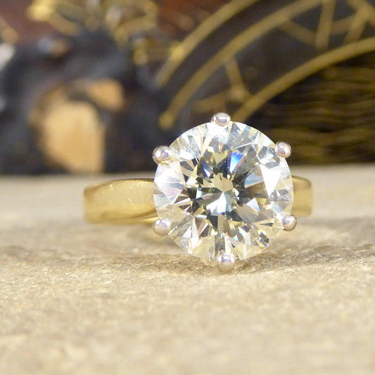 3.38ct Brilliant Cut Diamond Solitaire Engagement Ring in 18ct Gold - Wharfedale Antiques