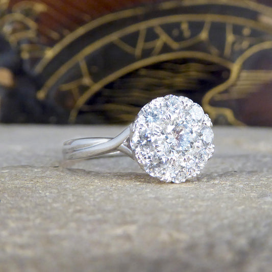 Diamond 3.00ct Solitaire Illusion Ring in Platinum - Wharfedale Antiques