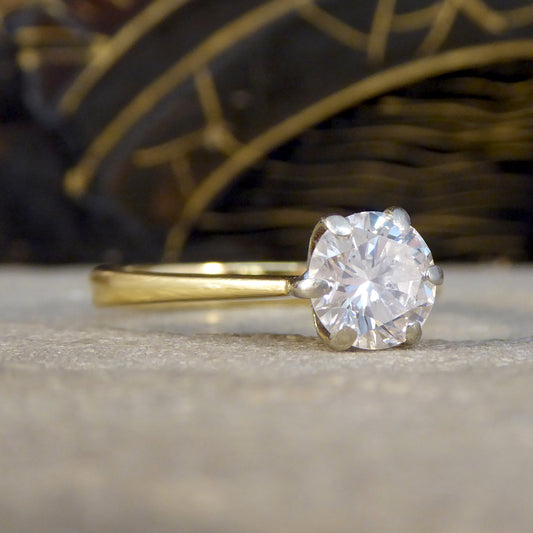 1.15ct Diamond Solitaire Engagement Ring in 18ct Yellow Gold - Wharfedale Antiques