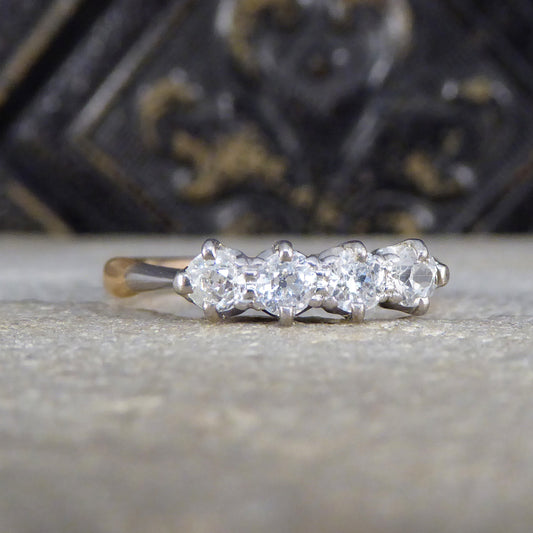 Late Victorian Old Cut Diamond Four Stone Ring in 18ct Yellow Gold - Wharfedale Antiques