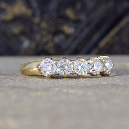Vintage Five Stone Diamond Ring in 18ct Yellow Gold - Wharfedale Antiques