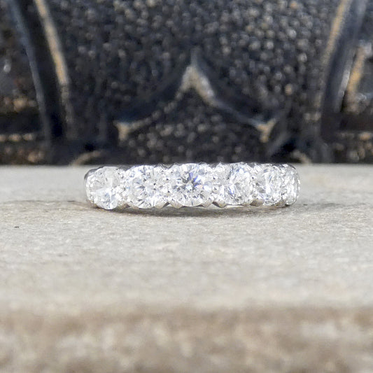 1.40ct Diamond Half Eternity Ring in 18ct White Gold. Featuring a row of brilliant cut diamonds creating sparkle across the whole finger.