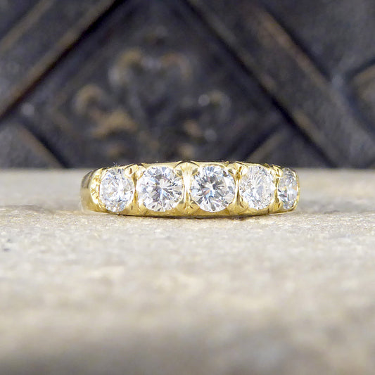 Vintage 0.75ct Diamond Five Stone Ring in 18ct Yellow Gold - Wharfedale Antiques