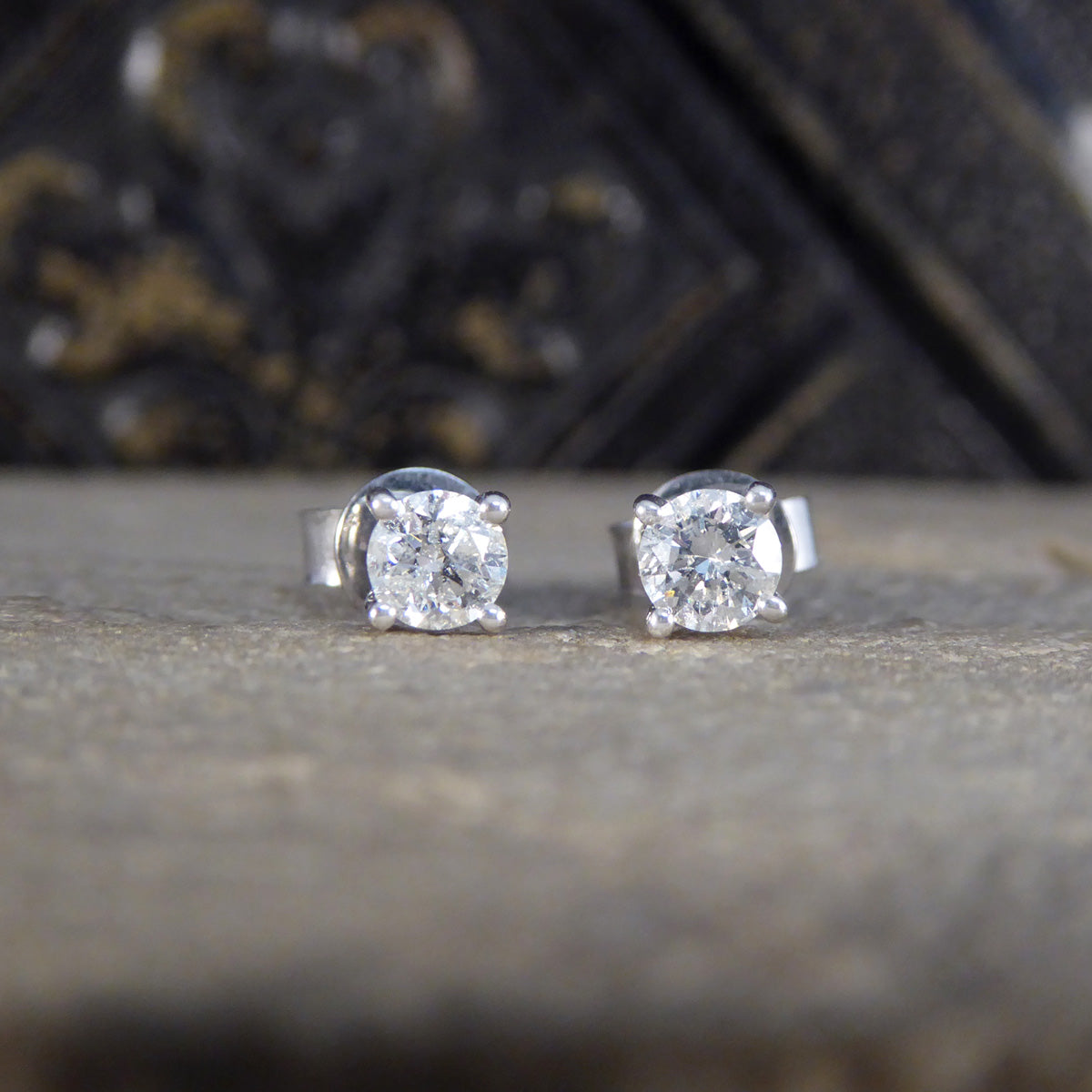 Classic Diamond Stud Earrings in 18ct White Gold