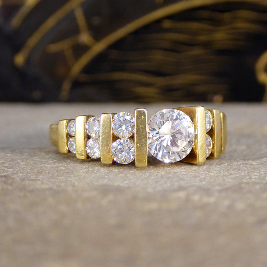 Vintage Diamond Stage Stepped Ring in 18ct Yellow Gold - Wharfedale Antiques