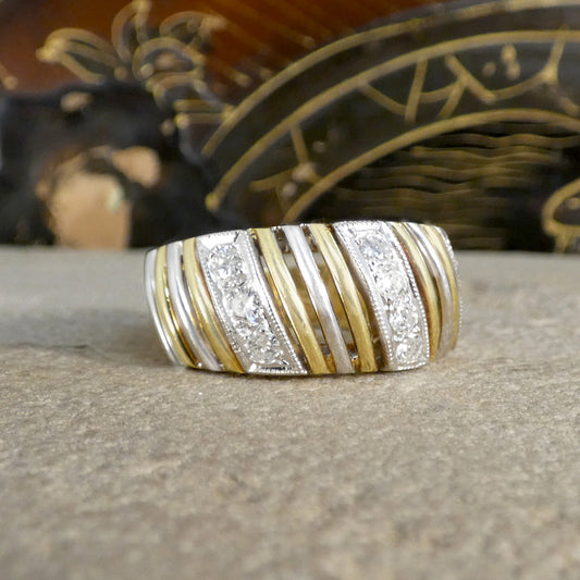 vintage golden ring with diamonds set