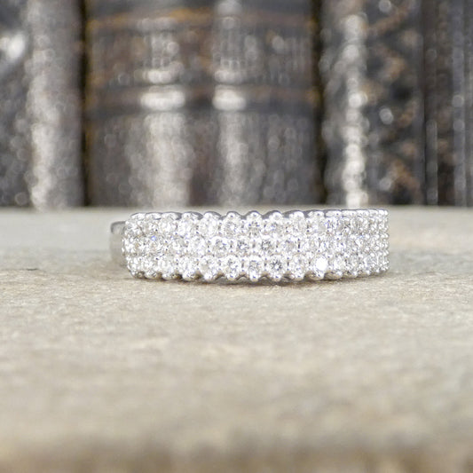 Diamond set half eternity ring in 18ct white gold