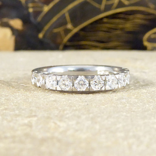 Modern Diamond Half Eternity Ring in Platinum - Wharfedale Antiques