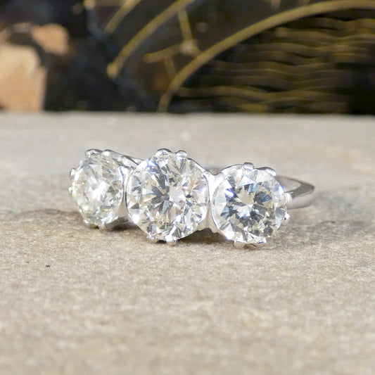 A gorgeous big and beautiful diamond three stone diamond rings set in Platinum.