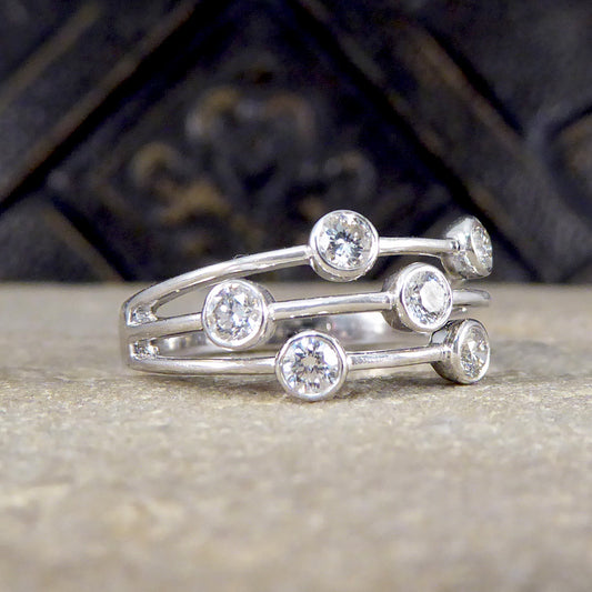 Diamond Three Strand Bubble Style Ring in 18ct White Gold - Wharfedale Antiques