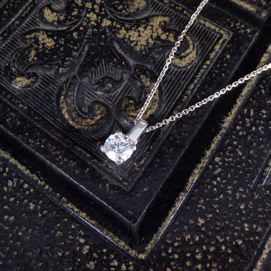 0.54ct Brilliant Cut Diamond Pendant Necklace in 18ct White Gold - Wharfedale Antiques