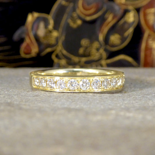 0.50ct Diamond Half Eternity Ring in Yellow Gold Channel Claw Setting - Wharfedale Antiques