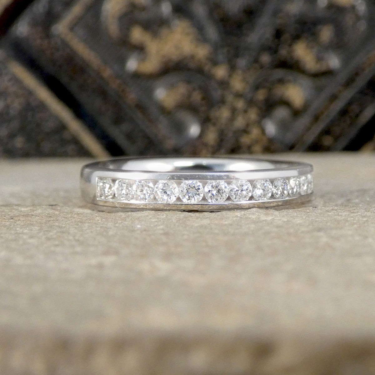 platinum half eternity ring in platinum