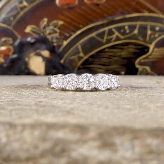 Eternity Style 1.00ct Brilliant Cut Diamond Five Stone Ring in Platinum - Wharfedale Antiques