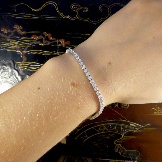 4.83ct Diamond Tennis Bracelet with Box Setting in 18ct White Gold - Wharfedale Antiques