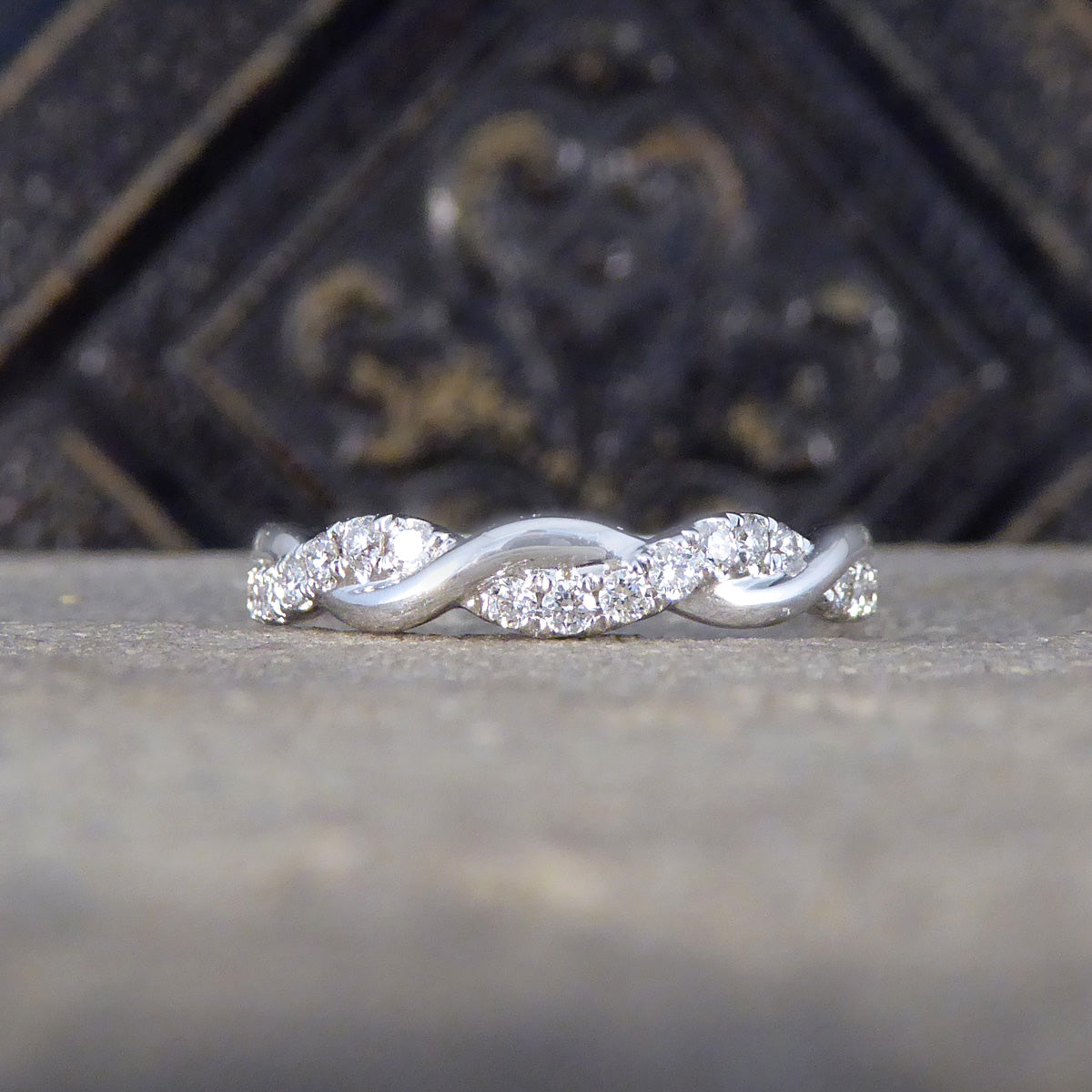Diamond Twist Band Ring in 18ct White Gold