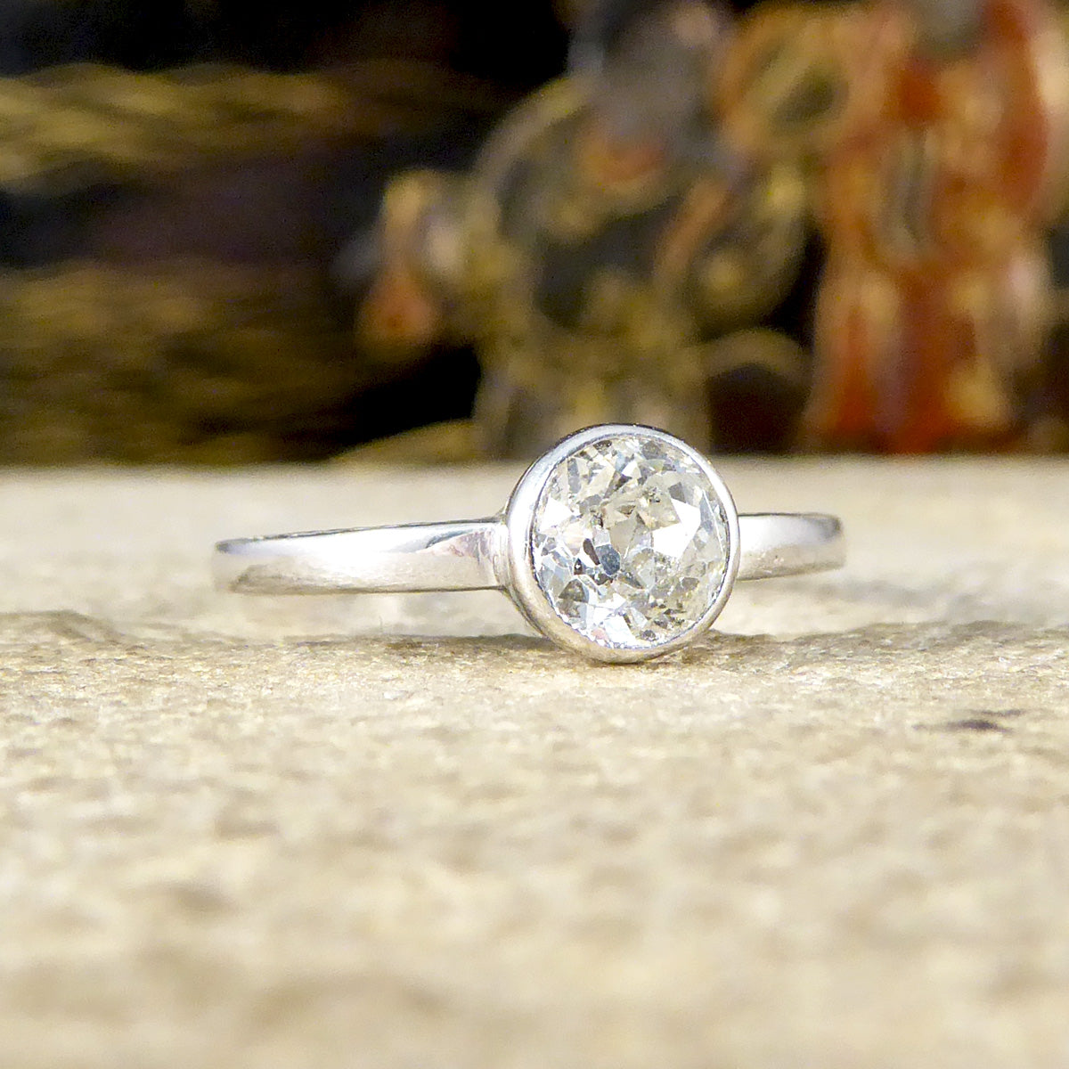 Vintage 0.50ct Old European Cut Diamond Ring in 14ct White Gold - Wharfedale Antiques