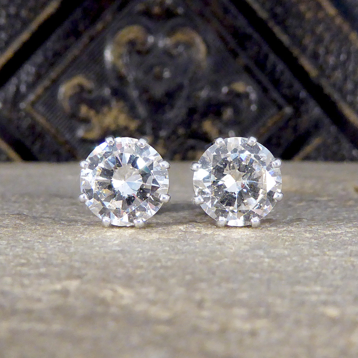 3.81ct Diamond Stud Earrings in 18ct White Gold with Alpha Backs