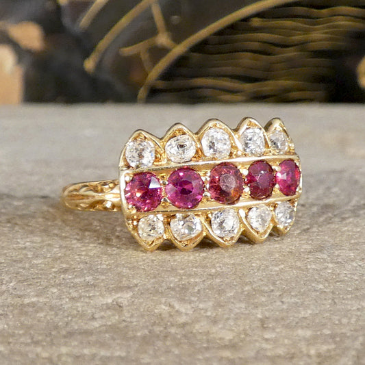 Late Victorian Ruby and Diamond Crown Ring in 18ct Yellow Gold showing quality stands the test of time.