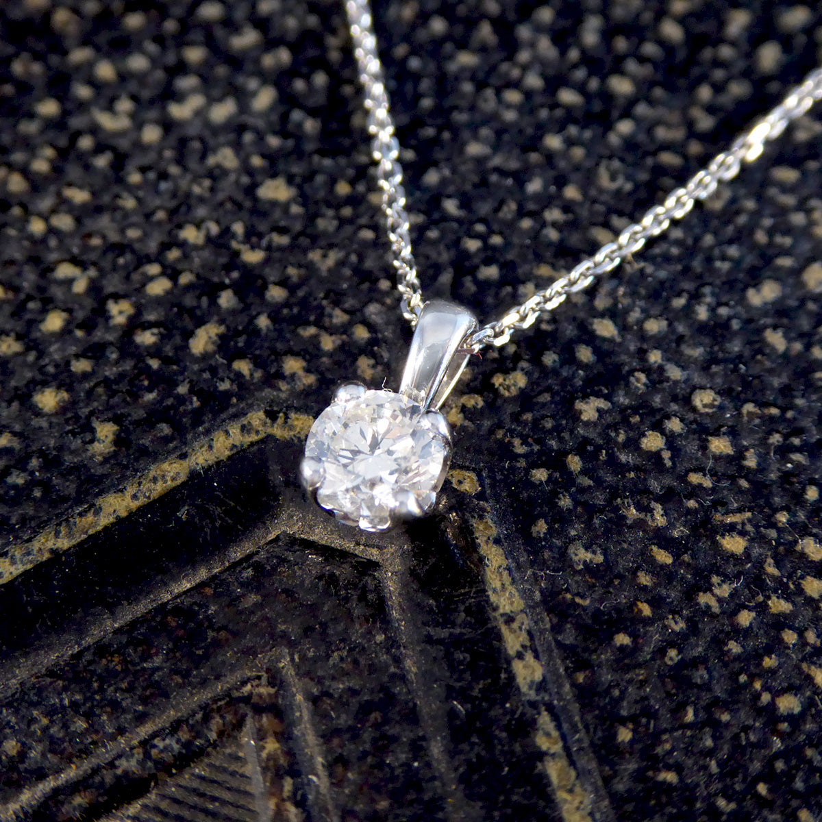 0.50ct Diamond Solitaire Pendant Necklace in 18ct White Gold - Wharfedale Antiques