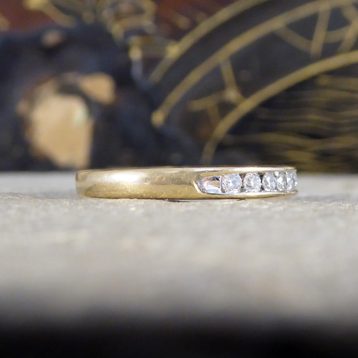 0.25ct Diamond Channel Set Half Eternity Ring in 9ct Yellow Gold - Wharfedale Antiques