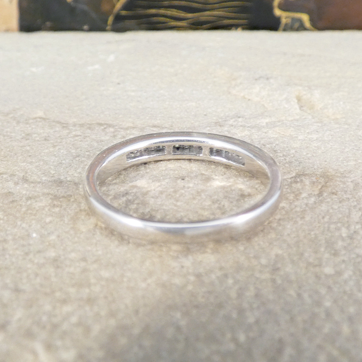 back view of diamond half eternity ring in 18ct white gold, perfect wedding band.