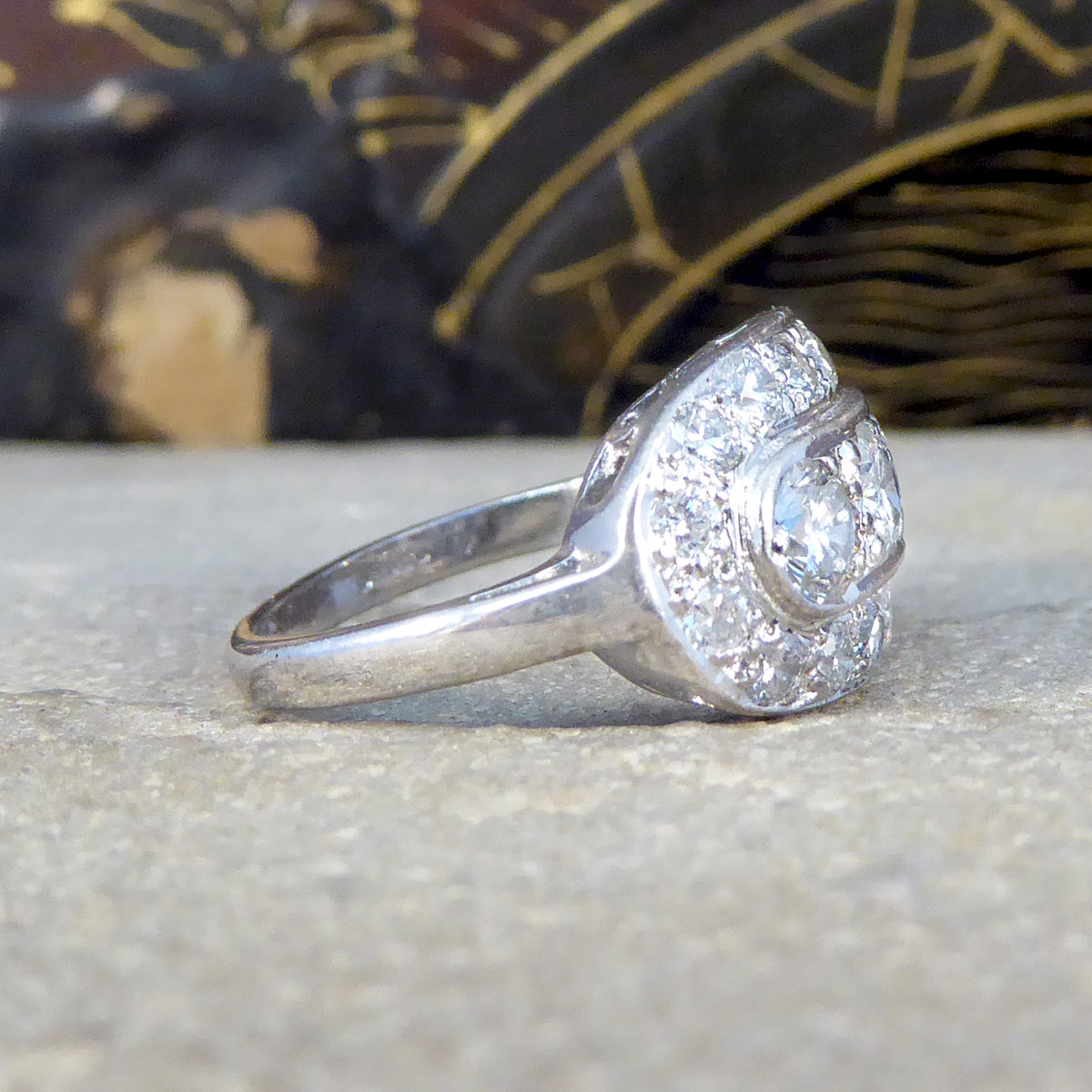 1.26ct Four Stone Diamond Cluster Ring in 14ct White Gold - Wharfedale Antiques