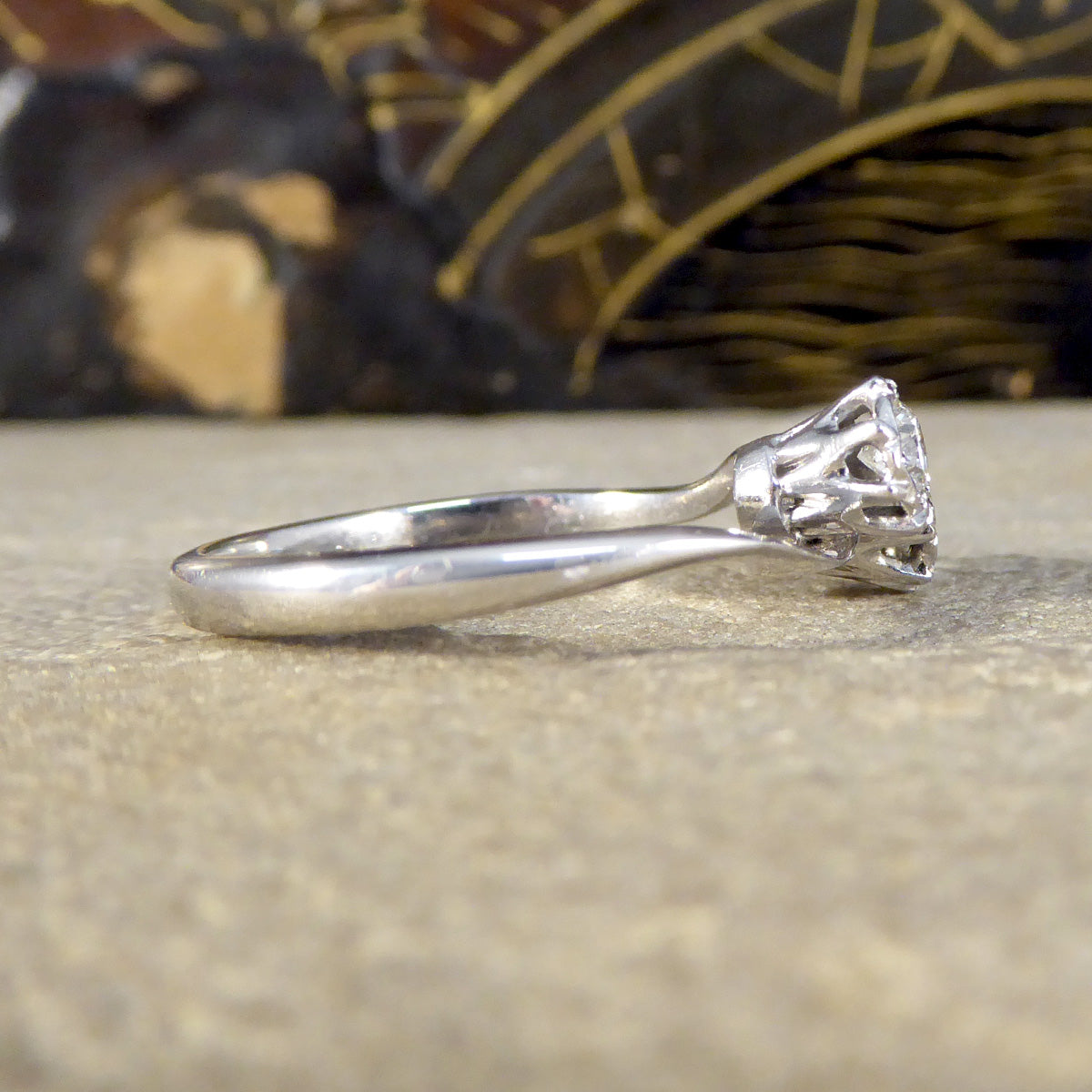 Vintage C1978 Diamond Toi Et Moi Illusion Set Twist Ring in 18ct White Gold - Wharfedale Antiques