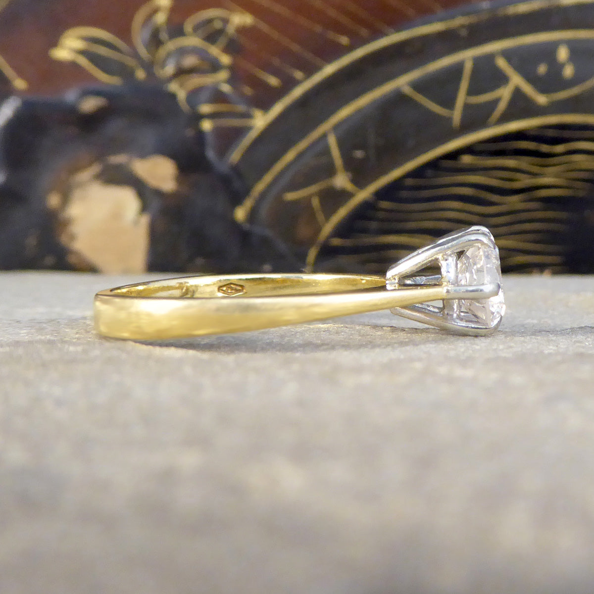 1.15ct Diamond Solitaire Engagement Ring in 18ct Yellow Gold - Wharfedale Antiques