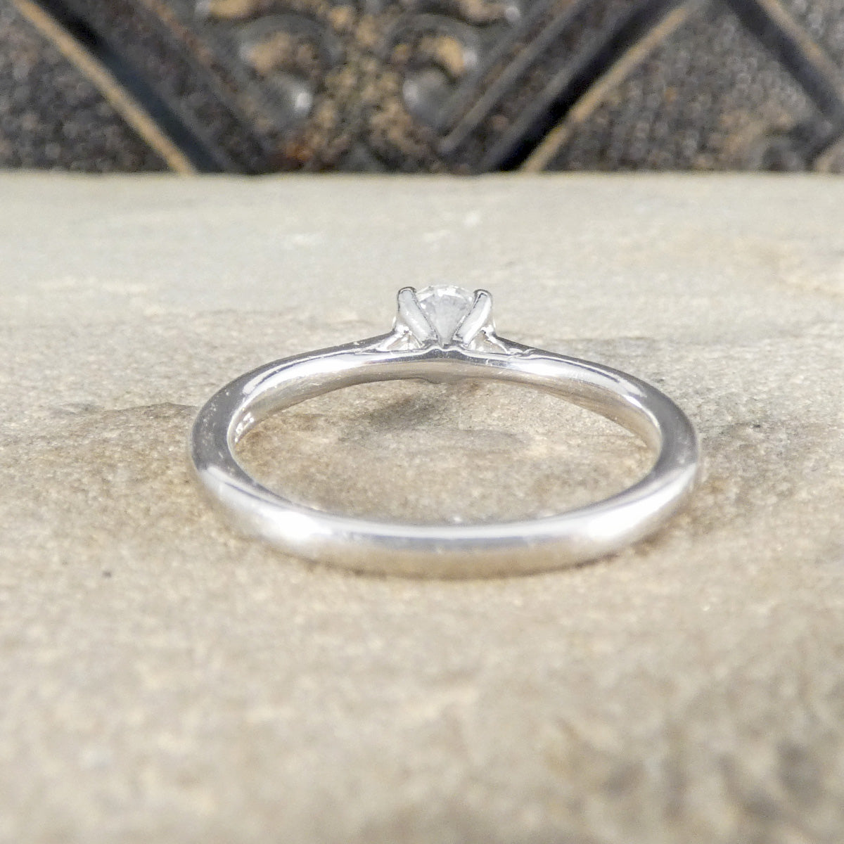 Back view of diamonds solitaire ring.