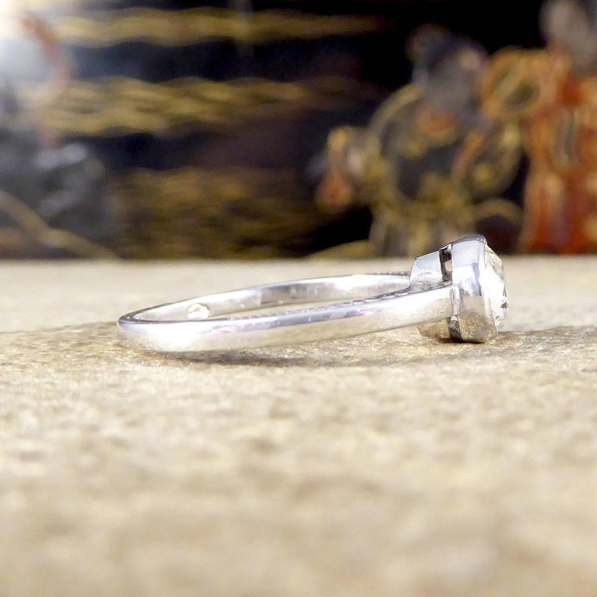 Vintage 0.50ct Old European Cut Diamond Ring in 14ct White Gold - Wharfedale Antiques