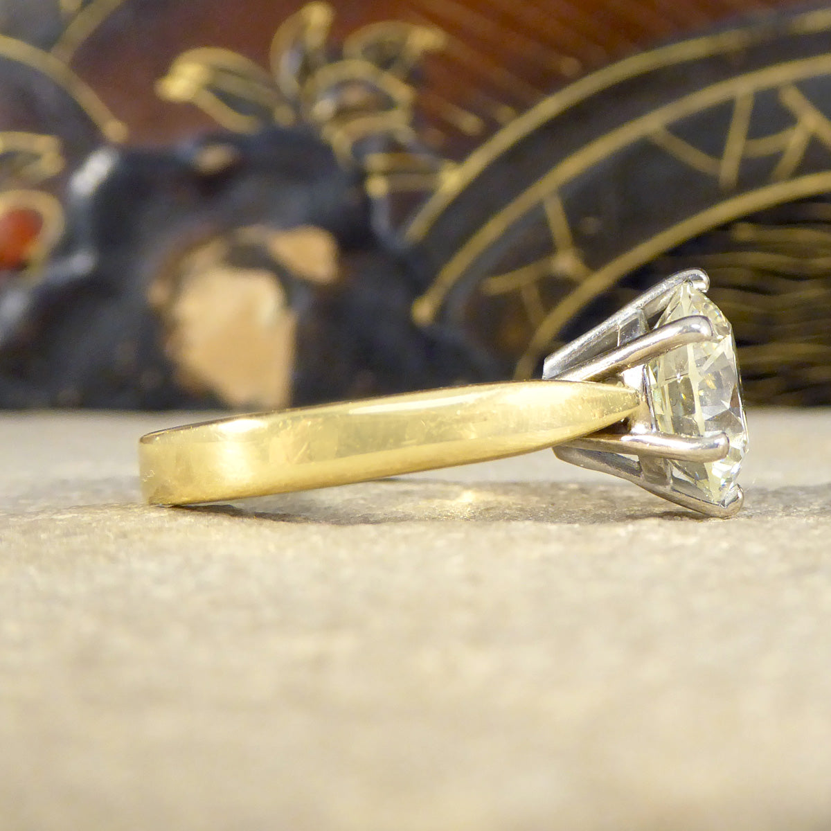 3.38ct Brilliant Cut Diamond Solitaire Engagement Ring in 18ct Gold - Wharfedale Antiques