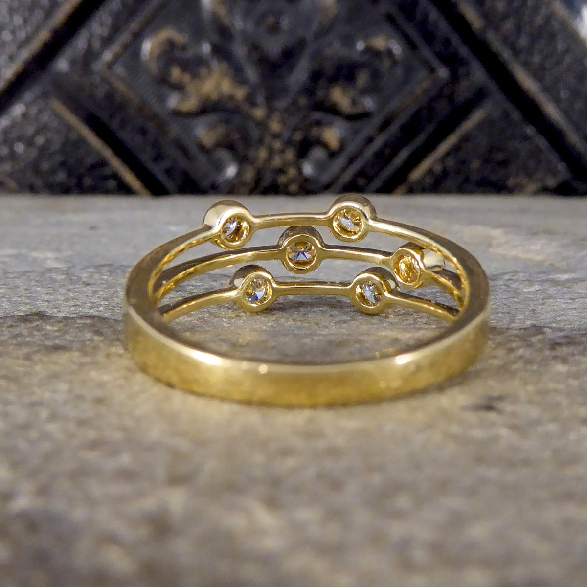 Diamond Three Strand Bubble Ring in 18ct Yellow Gold - Wharfedale Antiques