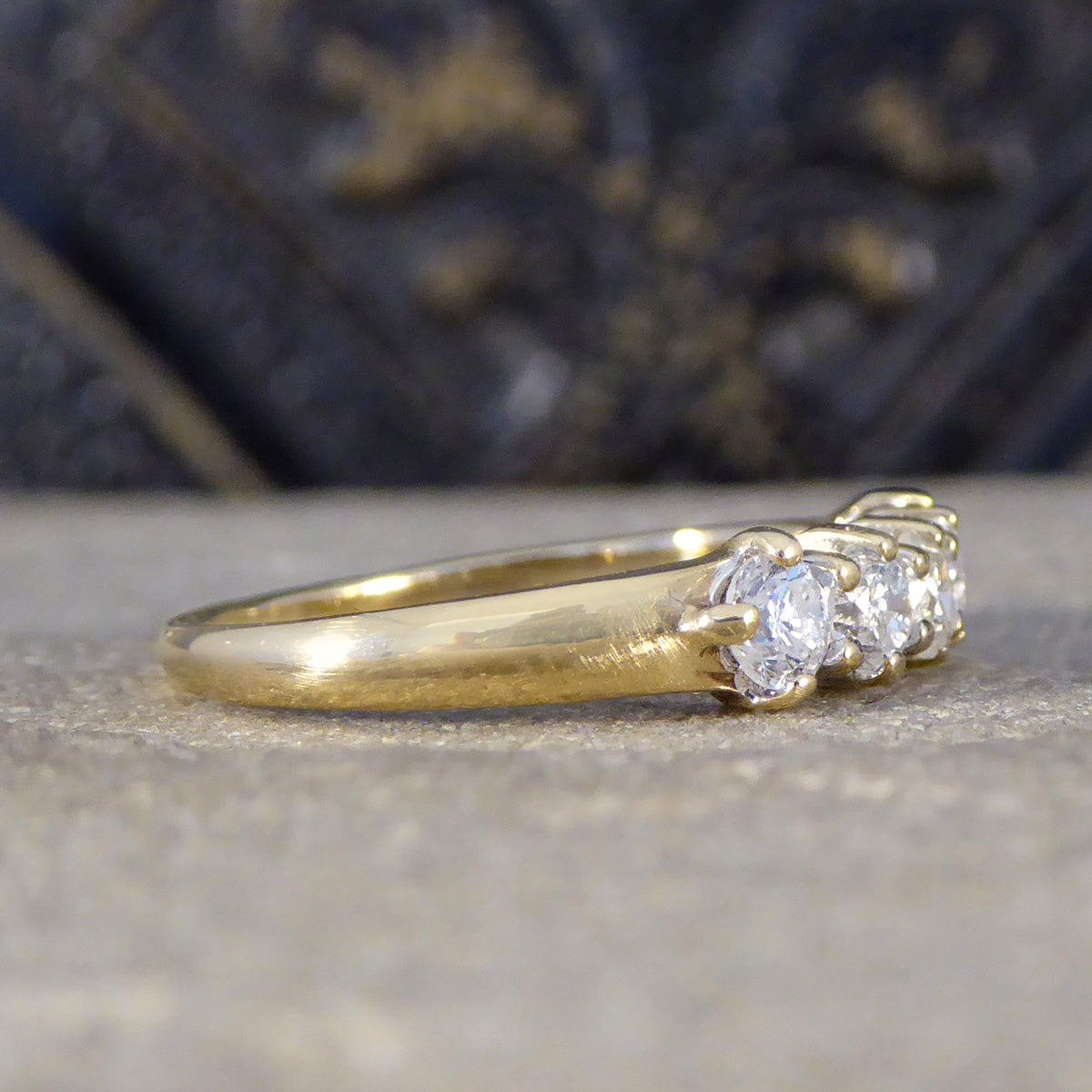 Vintage Five Stone Diamond Ring in 18ct Yellow Gold - Wharfedale Antiques