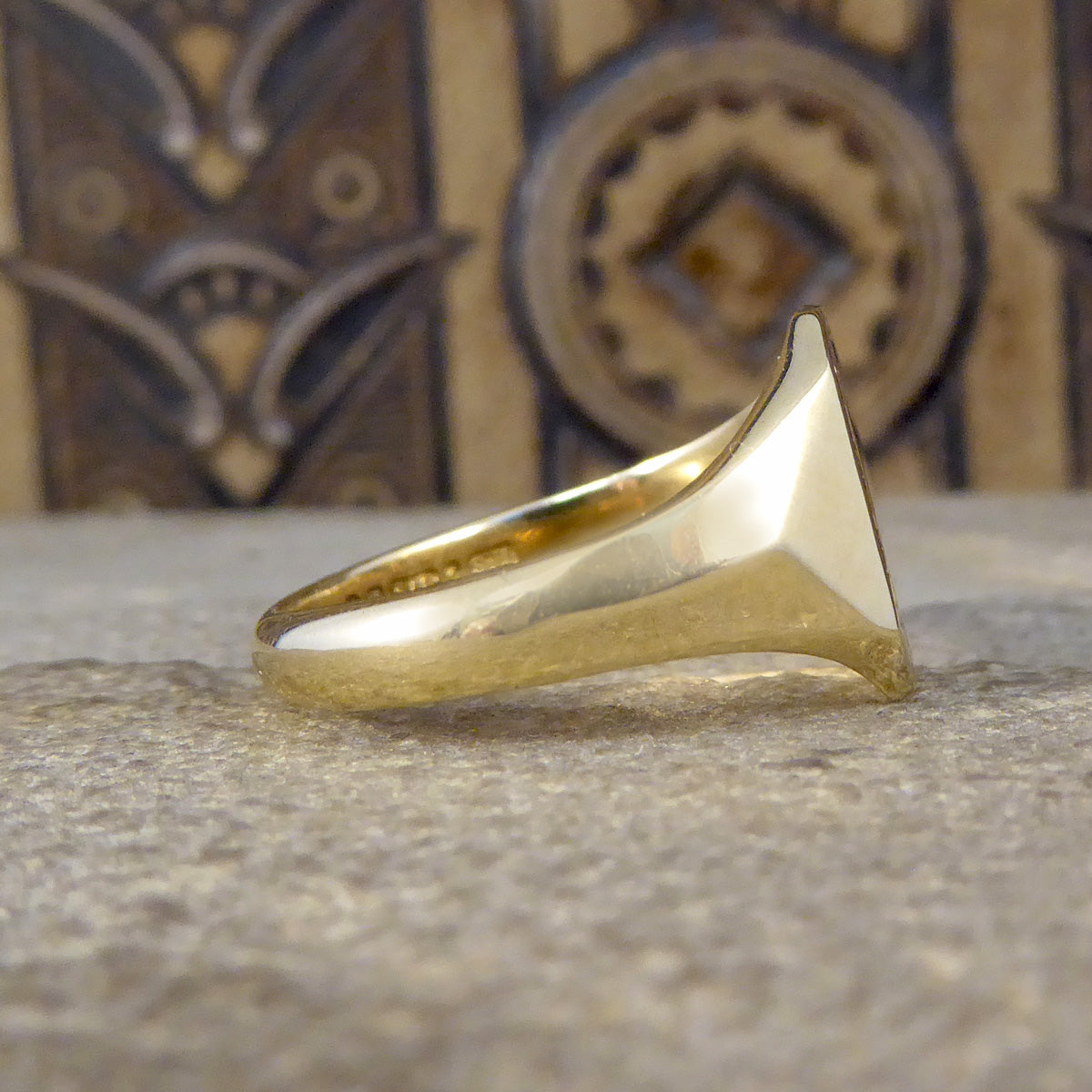 Mid 20th Century Rectangular Framed Signet Ring in 9ct Yellow Gold