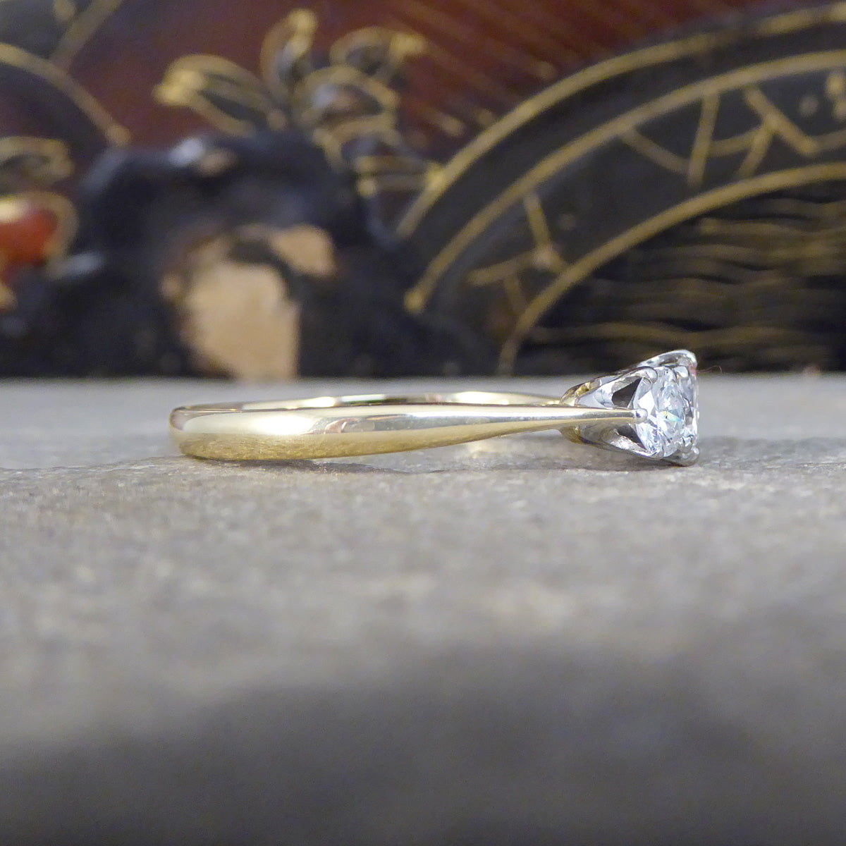C1920's Diamond Trilogy Three Stone Diamond Ring in 18ct Yellow Gold and Platinum - Wharfedale Antiques