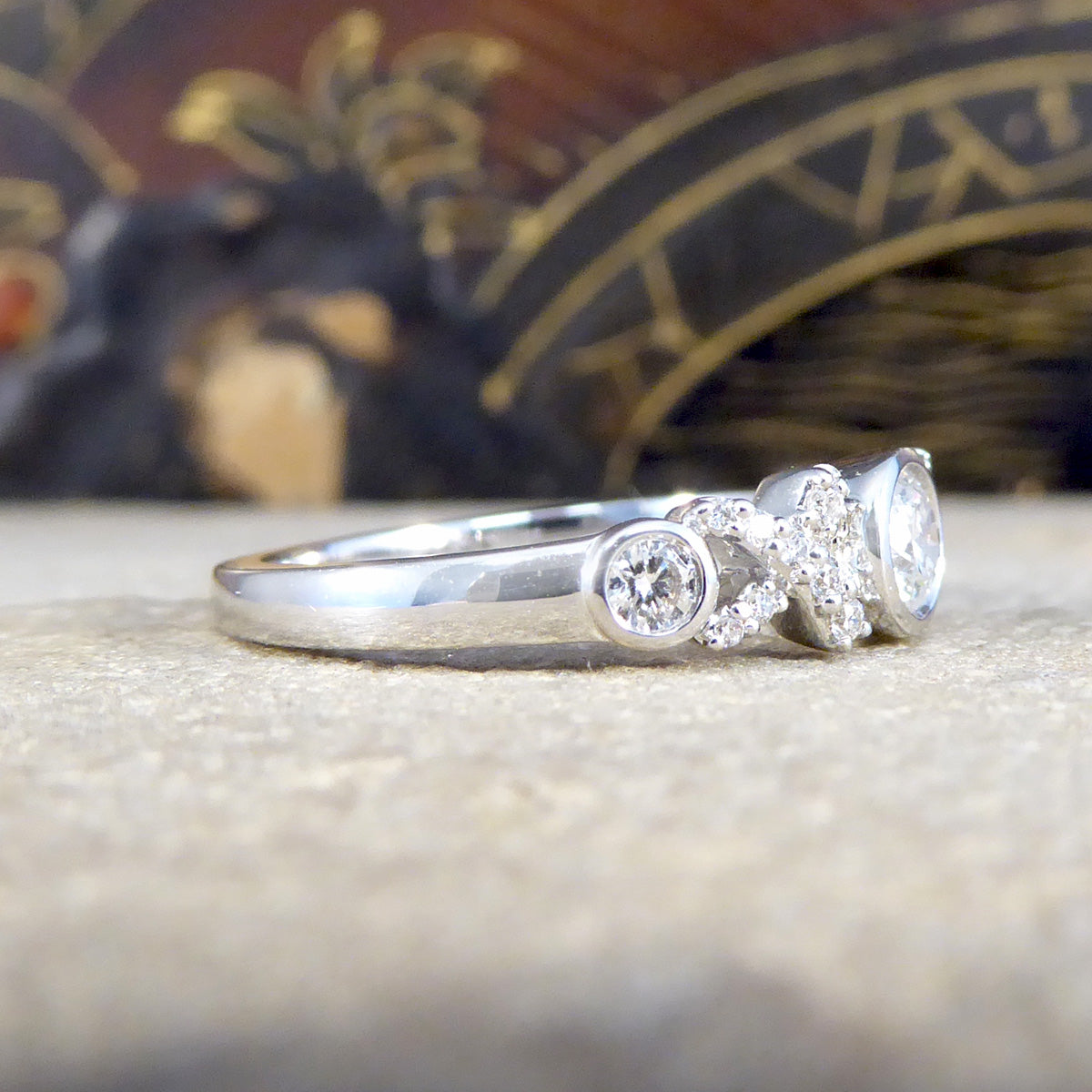 Diamond set Hugs and Kisses Ring in 18ct White Gold - Wharfedale Antiques