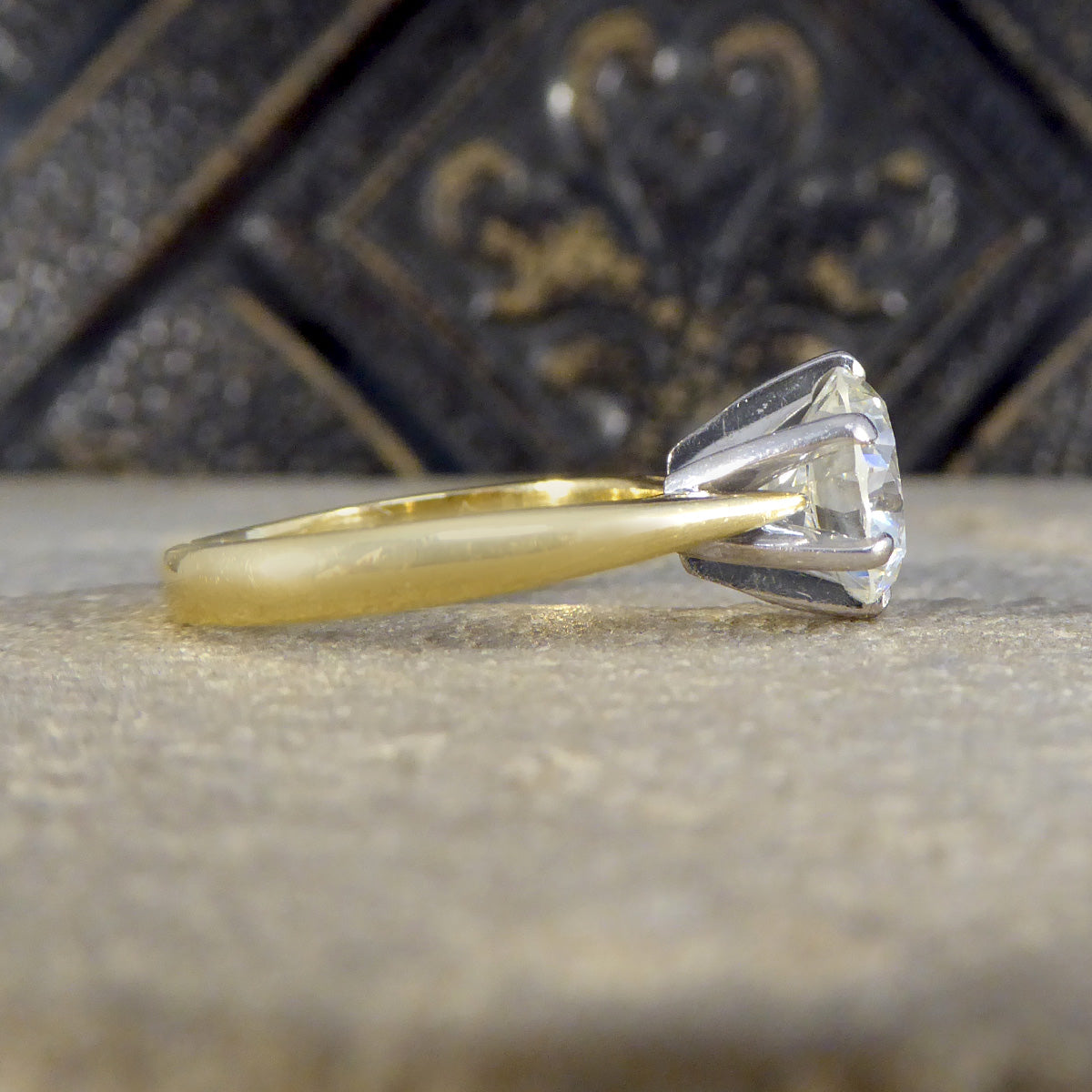 1.91ct Brilliant Cut Diamond Solitaire Ring in 18ct Yellow and White Gold - Wharfedale Antiques