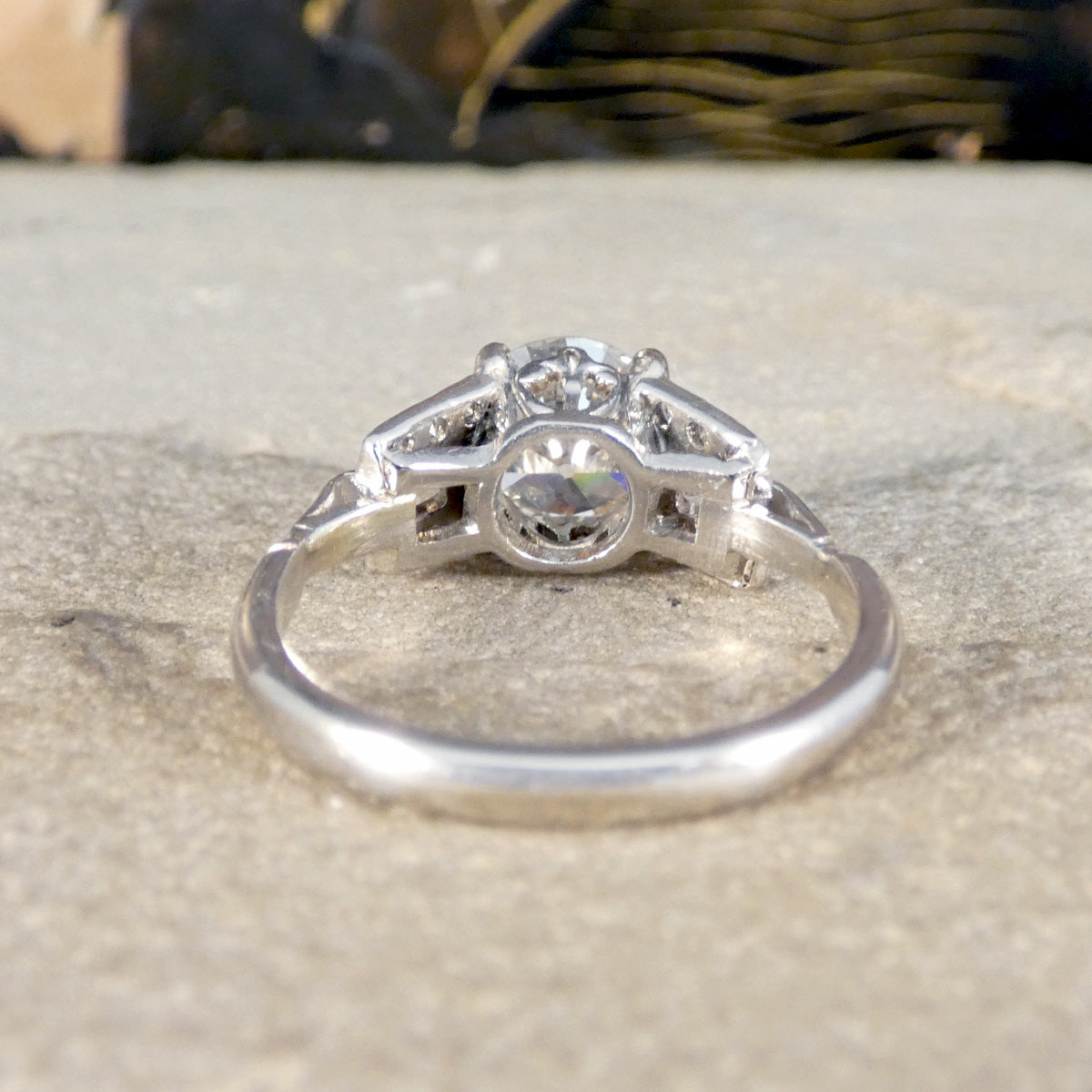 Vintage diamond engagement ring in platinum.