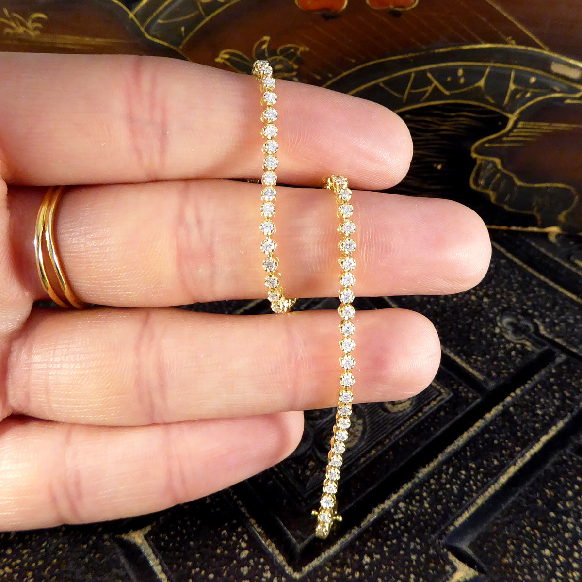 1.07ct Diamond Flexi-Link Tennis Bracelet in 18ct Yellow Gold - Wharfedale Antiques