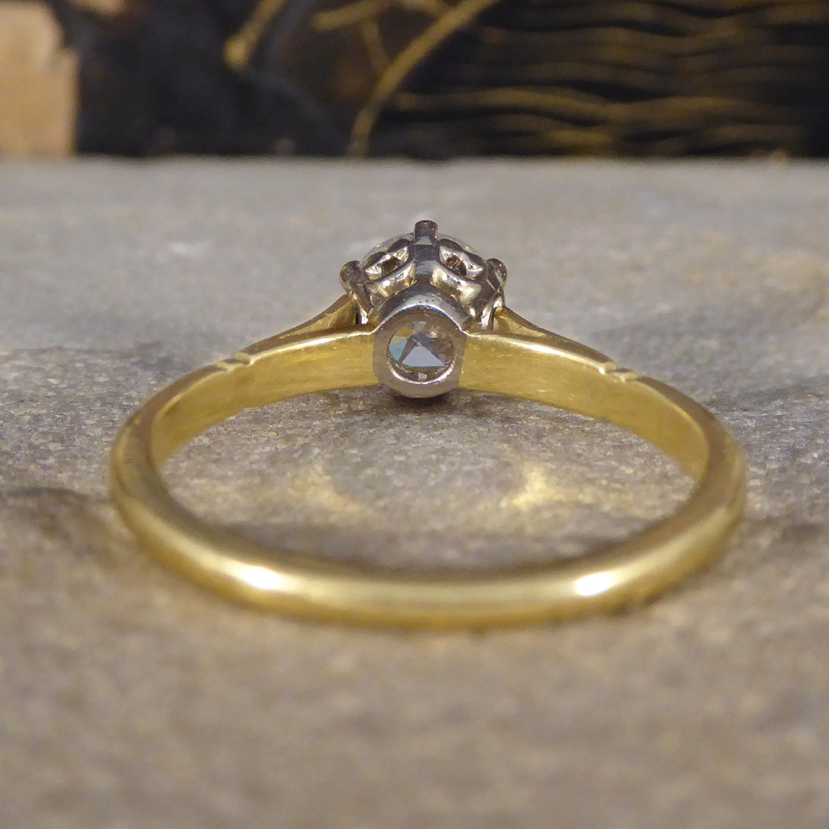 Vintage 0.82ct Diamond Solitaire Ring in 18ct Yellow Gold - Wharfedale Antiques