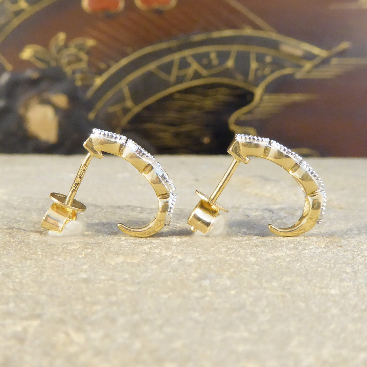 Oval Cut 0.70ct Diamond Huggie Hoop Earrings in 18ct Gold