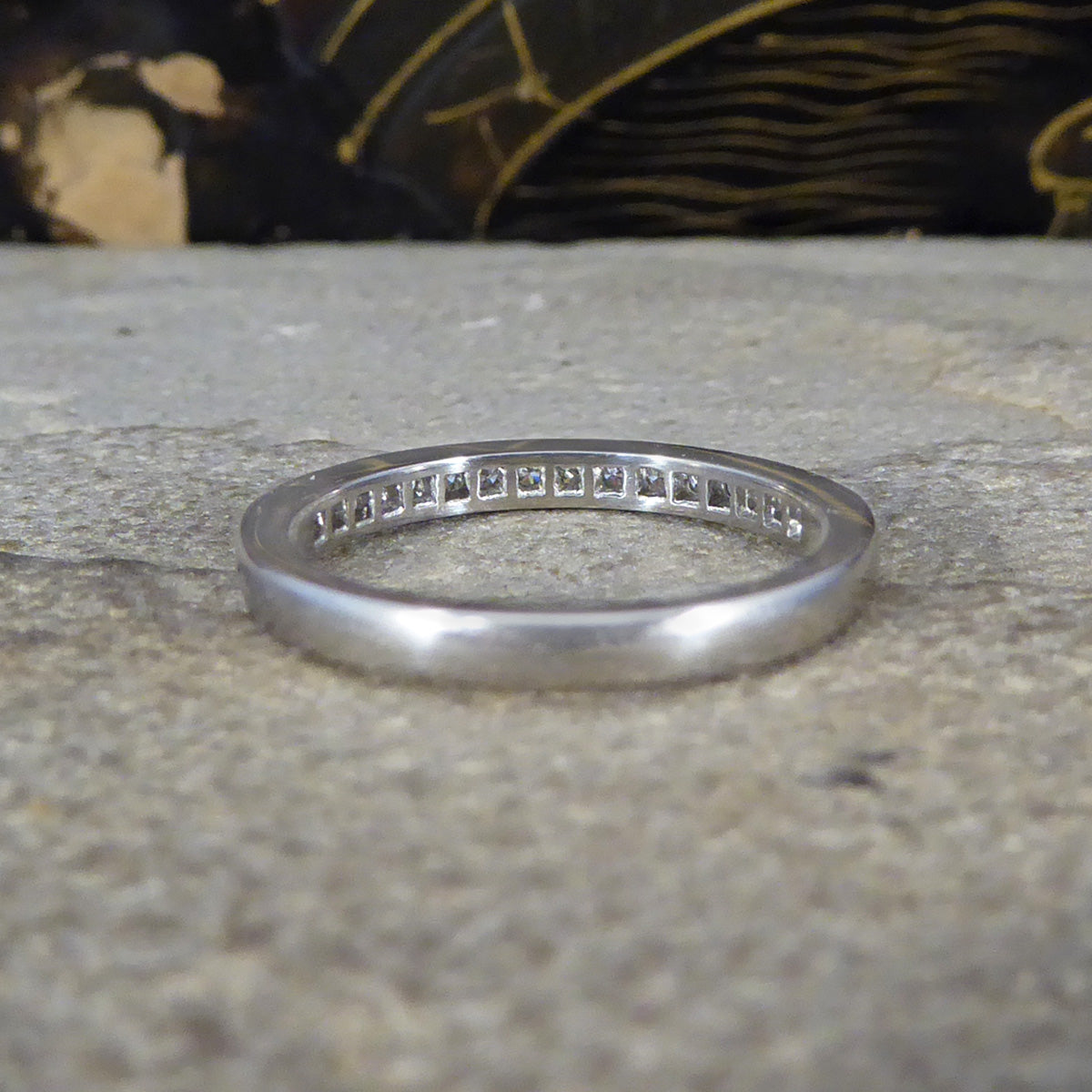 Modern Brilliant Cut Diamond Channel Set Half Eternity Ring in Platinum - Wharfedale Antiques