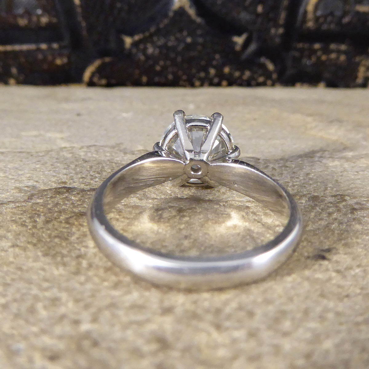 2.54ct Brilliant Cut Diamond Solitaire Engagement Ring on Plain Platinum Band - Wharfedale Antiques