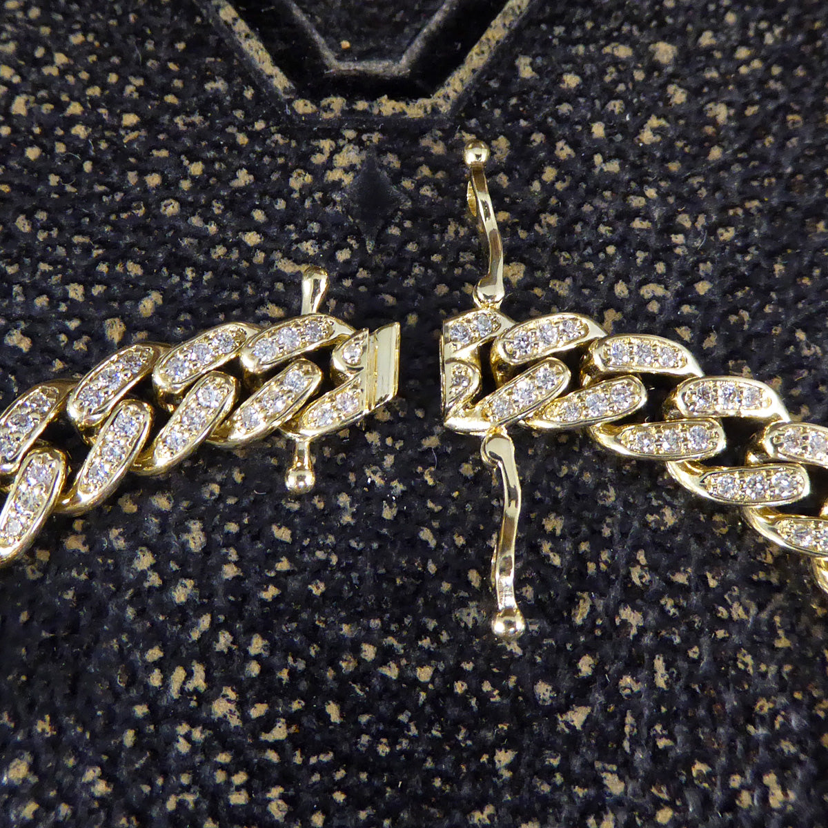 Modern Brilliant Cut Diamond Set Curb Bracelet in Yellow Gold - Wharfedale Antiques