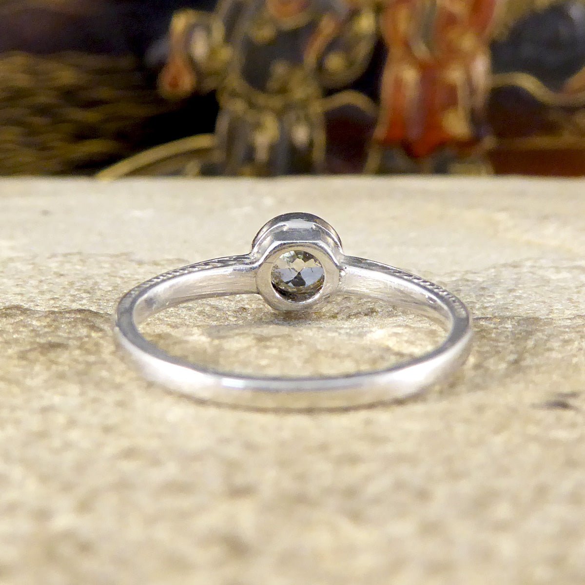 Vintage 0.50ct Old European Cut Diamond Ring in 14ct White Gold - Wharfedale Antiques