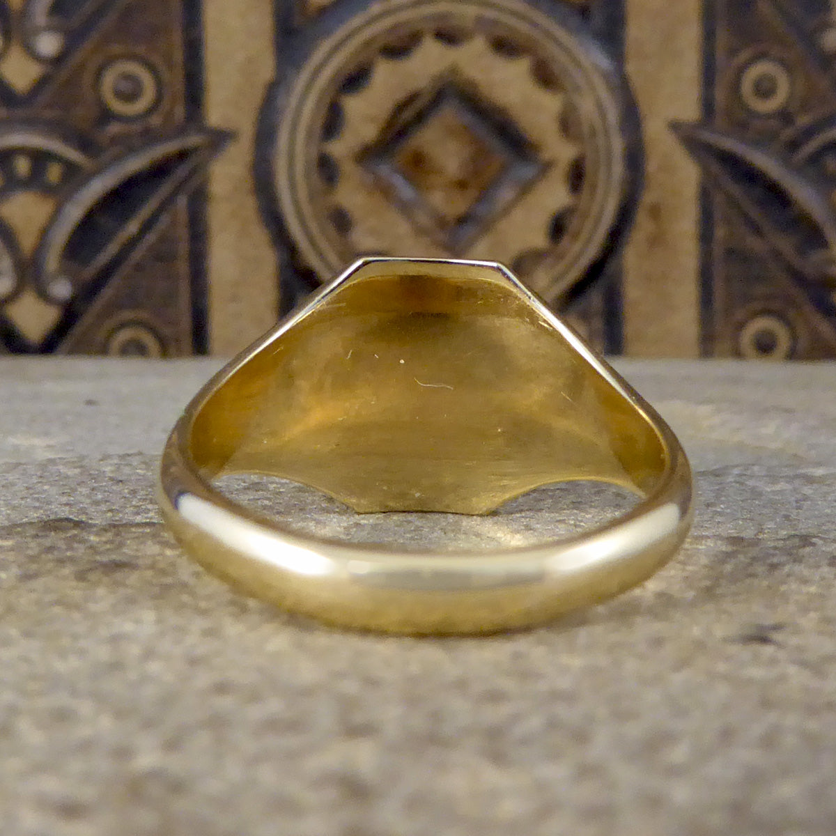 Mid 20th Century Rectangular Framed Signet Ring in 9ct Yellow Gold