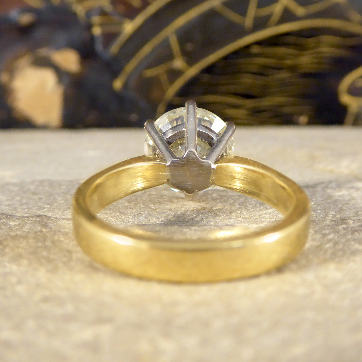 3.38ct Brilliant Cut Diamond Solitaire Engagement Ring in 18ct Gold - Wharfedale Antiques