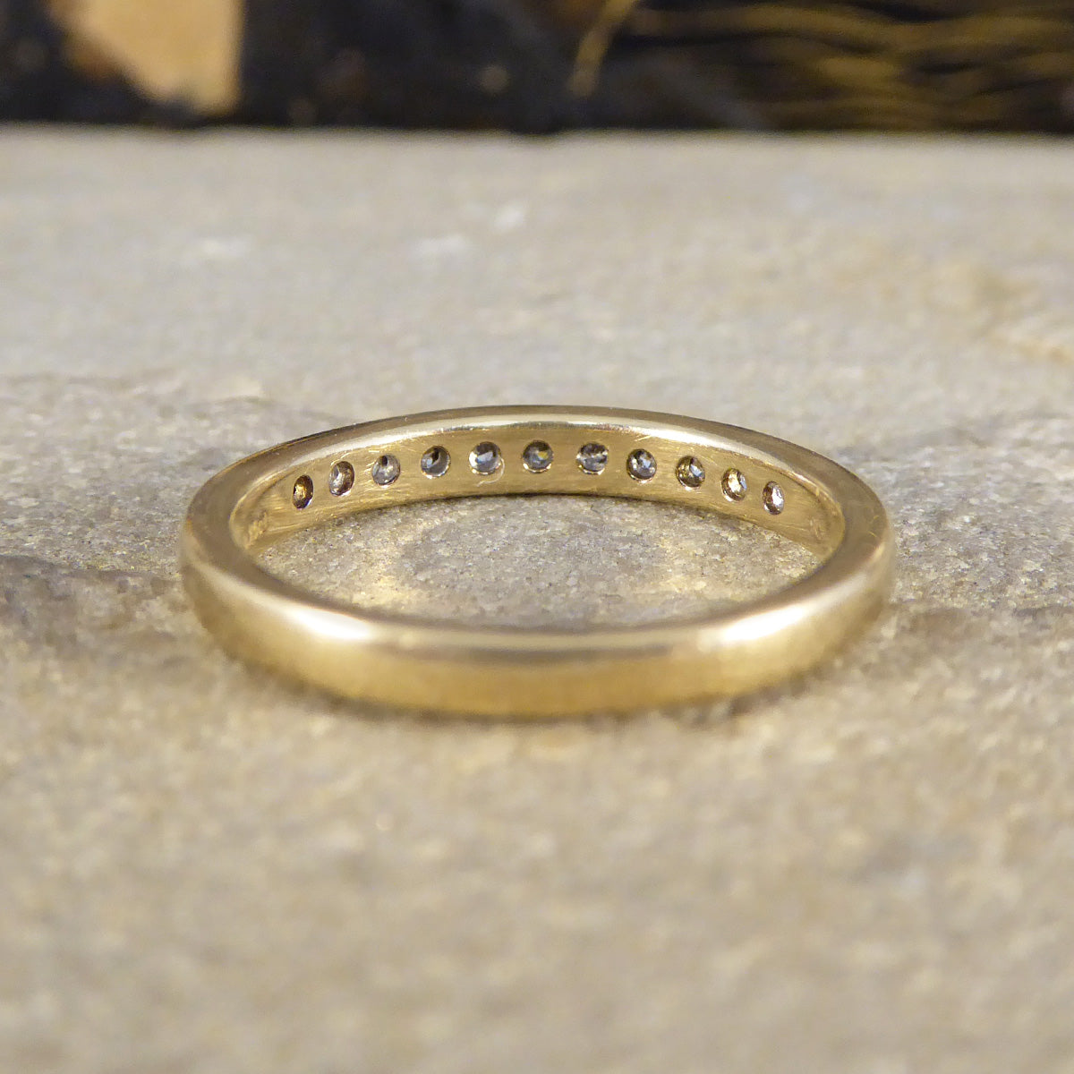 0.25ct Diamond Channel Set Half Eternity Ring in 9ct Yellow Gold - Wharfedale Antiques