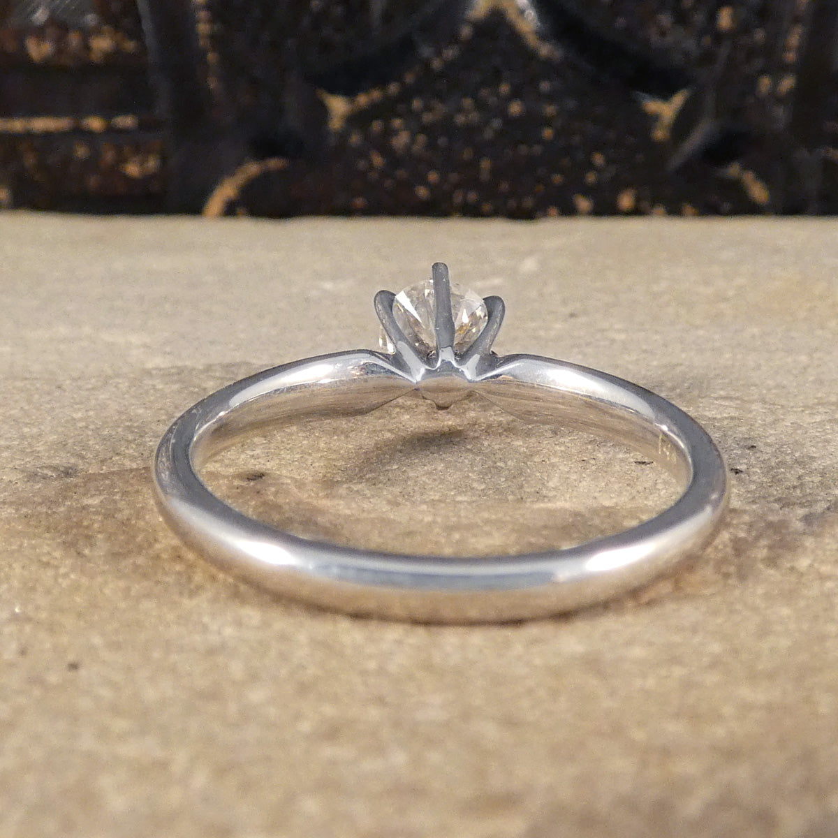 0.50ct Diamond Solitaire High Set Engagement Ring in 14ct White Gold - Wharfedale Antiques